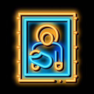 Tanrı 'nın kutsal anasının simgesi neon ışıklı ikon çizimi