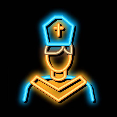 Rahip vaiz neon ışıklı ikon illüstrasyonu
