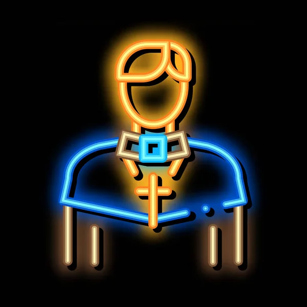 Keresztény szerzetes neon ragyogás ikon illusztráció — Stock Vector