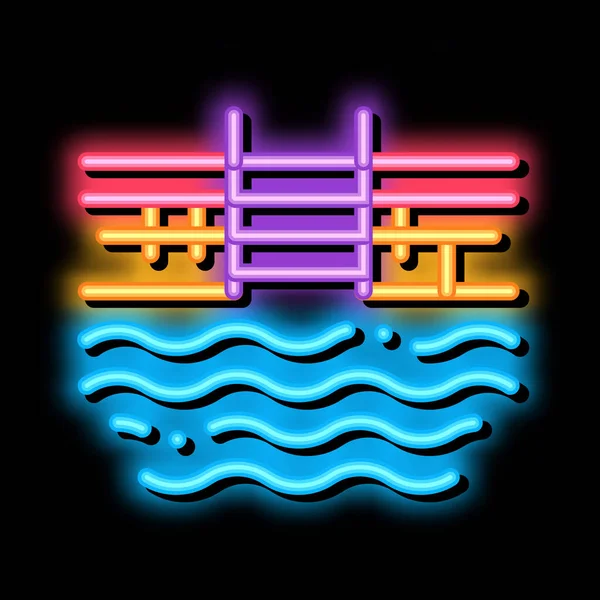 Vatten pool neon glöd ikon illustration — Stock vektor