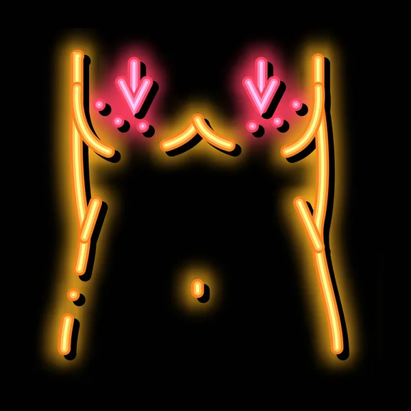 Bröstförändring neon glöd ikon illustration — Stock vektor