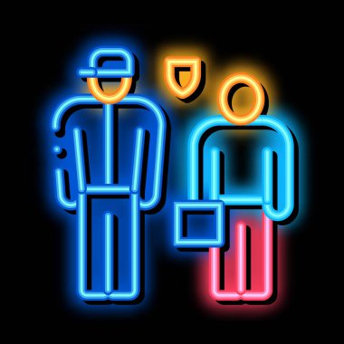 Polis memuru neon ışıklı ikon resimli adam