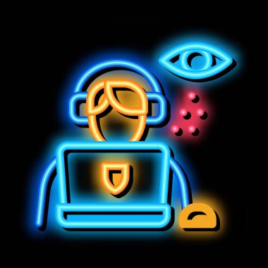 Avukat ve polis neon ışıklı ikon illüstrasyonu