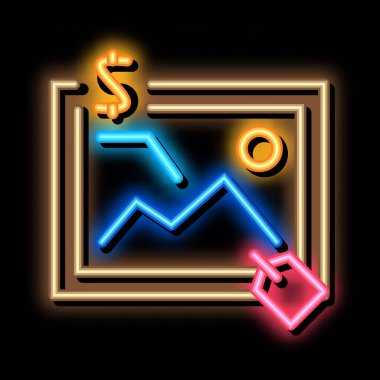 Sanat eseri açık artırmada neon parıltısı resimleme