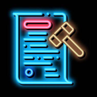 açık artırma belgesi neon parıltısı resimleme