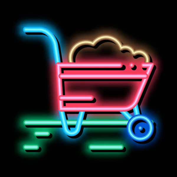 Kunstmest trolley neon gloeien pictogram illustratie — Stockvector