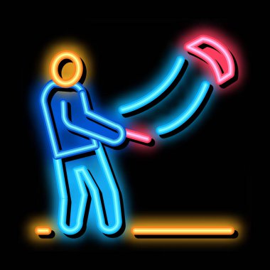Uçurtma neon ışıklı adam ikon illüstrasyonu
