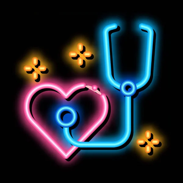 Heart beat measurements neon glow icon illustration — Stockvektor