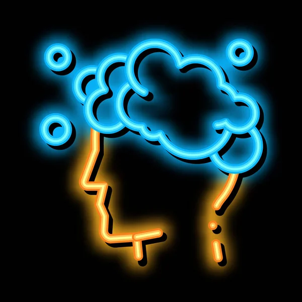 Washing head shampoo neon glow icon illustration — Stockvektor