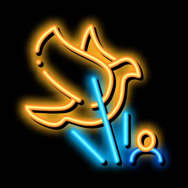 Man och luft duva neon glöd ikon illustration — Stock vektor