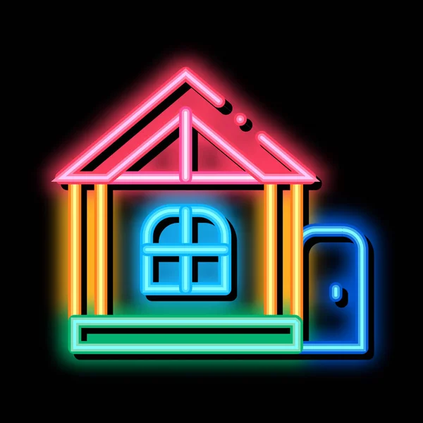 Speelhuis voor kinderen neon gloed pictogram illustratie — Stockvector