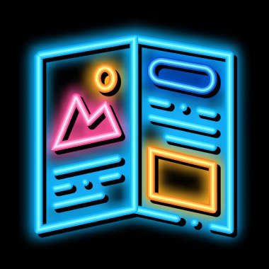 basılı kitapçık neon ışıklı simge resimlemesi