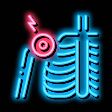 Omuz eklem kireçlenmesi neon ışıklı ikon illüstrasyonu