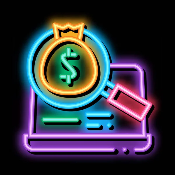 Bilgisayar neon ışıklı ikon resimlemesinde paranın saptanması