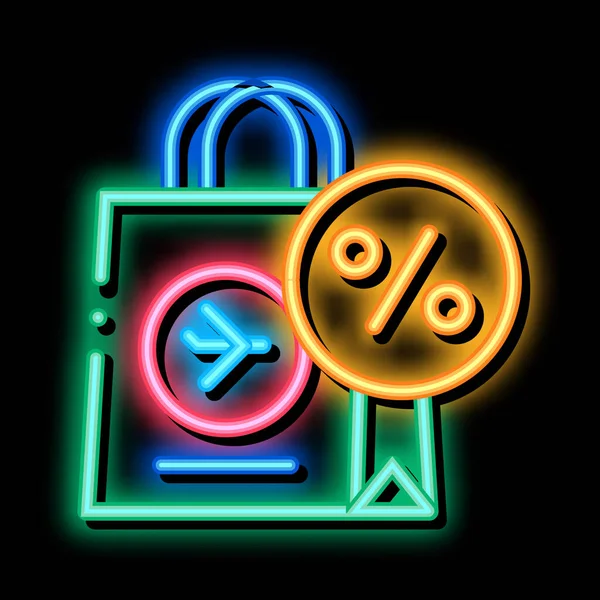 Duty free paper bag neon glow icon illustration — Stockvektor