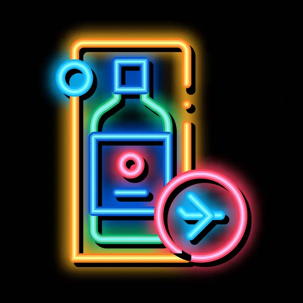 Membeli tugas bebas alkohol ikon cahaya neon ilustrasi - Stok Vektor