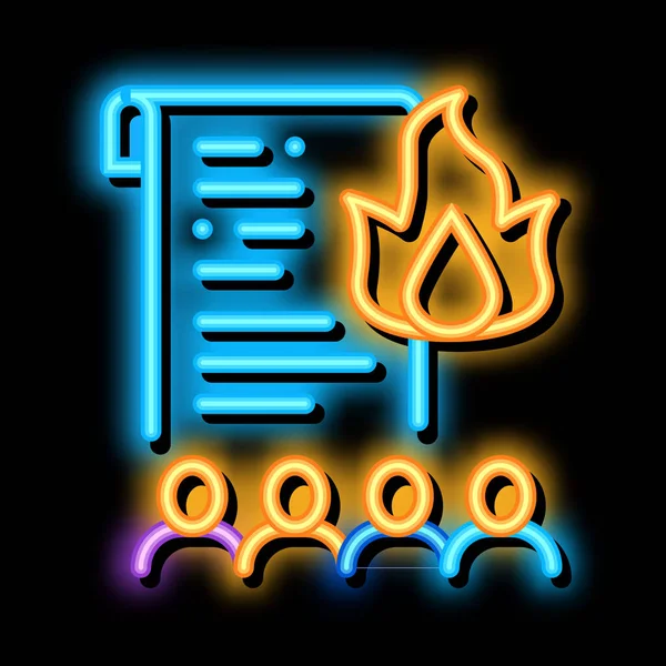 Vágy, hogy éget dokumentumokat neon ragyogás ikon illusztráció — Stock Vector