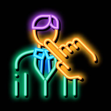 yeni çalışan erkek neon ışıklı simge resimleme seçimi