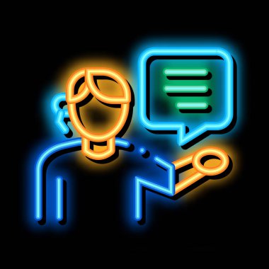 Masa başı temsilcisi neon parıltısı illüstrasyonuna yardım et