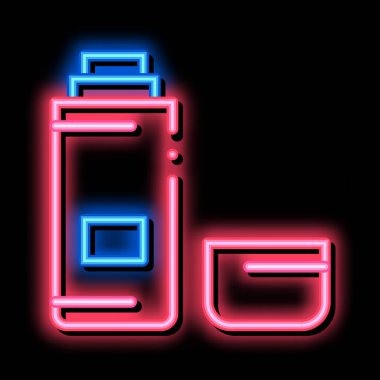 Sıvı neon ışıklı ikon illüstrasyonlu termos