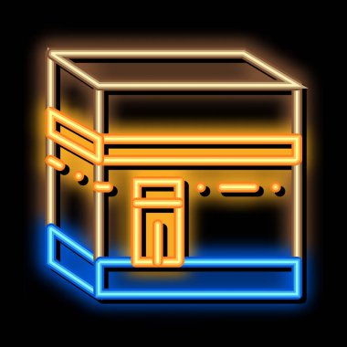 Kabe tapınağı neon ışıklı ikon illüstrasyonu