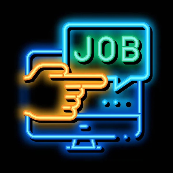 Electronic job search neon glow icon illustration — Stockvektor