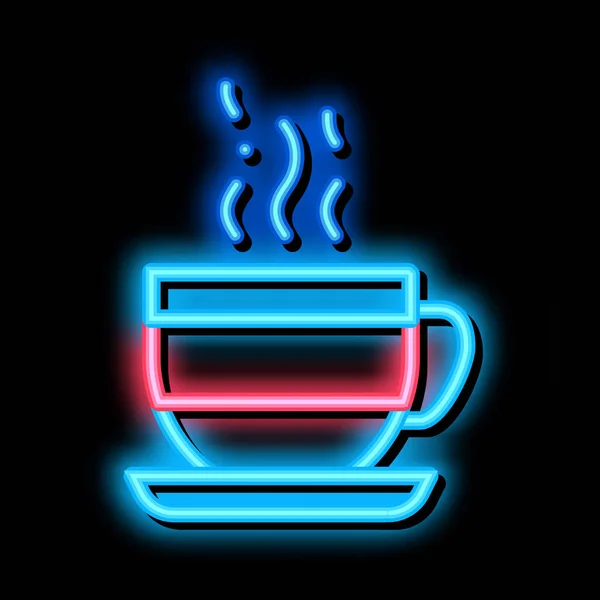 Forró csésze tea neon izzás ikon illusztráció — Stock Vector