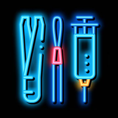 dermatolojik tedavi aracı neon parlaklık simgesi çizimi