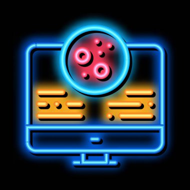 Cilt sorunları üzerine bilgisayar çalışması neon parlaklık simgesi illüstrasyonu
