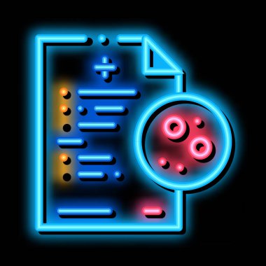 cilt sorunları hakkında yazılı rapor neon parlaklık simgesi illüstrasyonu