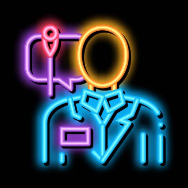 Doktor akupunktur uzmanı neon ışıklı ikon çizimi