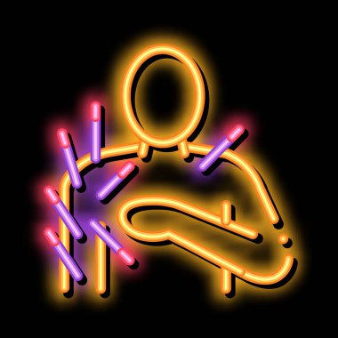 akupunktur omuz neon ışıklı ikon resimlemesi