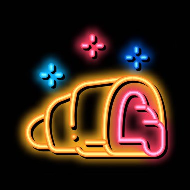 doldurulmuş kruvasan neon ışıklı ikon illüstrasyonu
