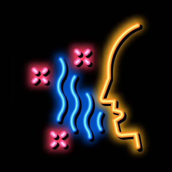 Střevní infekce přenášená vzduchem kapky neonové záře ikona ilustrace — Stockový vektor