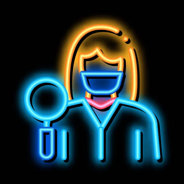Araştırmacı dermatolog Doktor Neon Işıltı ikonu çizimi — Stok Vektör