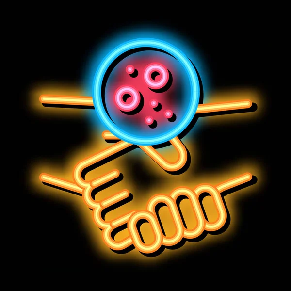 Handslag dermatit överföring neon glöd ikon illustration — Stock vektor