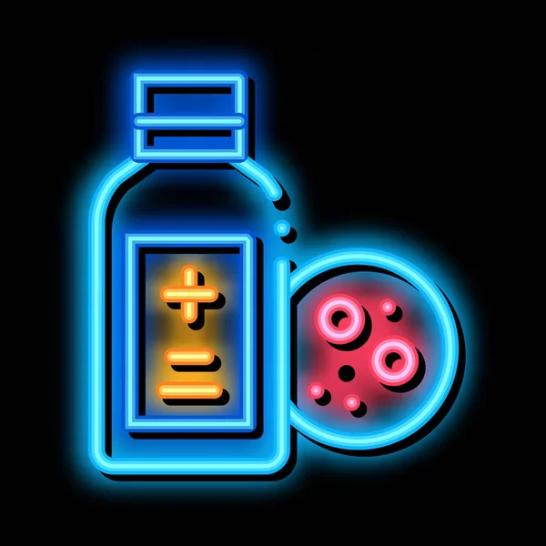 Dermatit neon parlaklık ikonu illüstrasyonu için tıbbi şişe — Stok Vektör