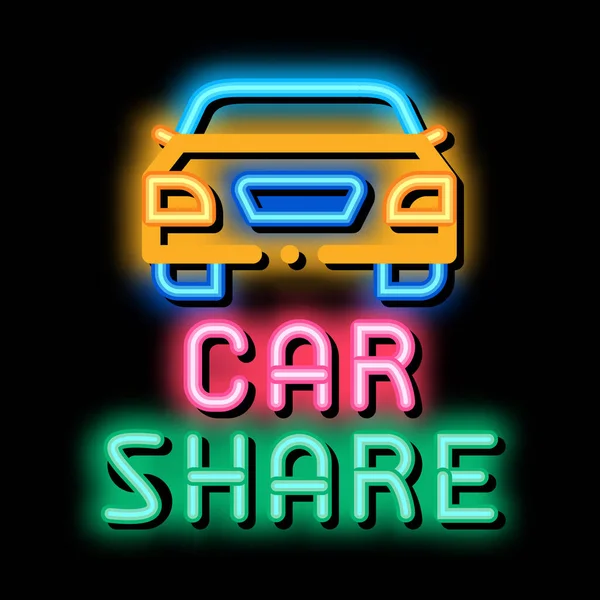 Carsharing Neon Glow Ikone Illustration — Stockvektor