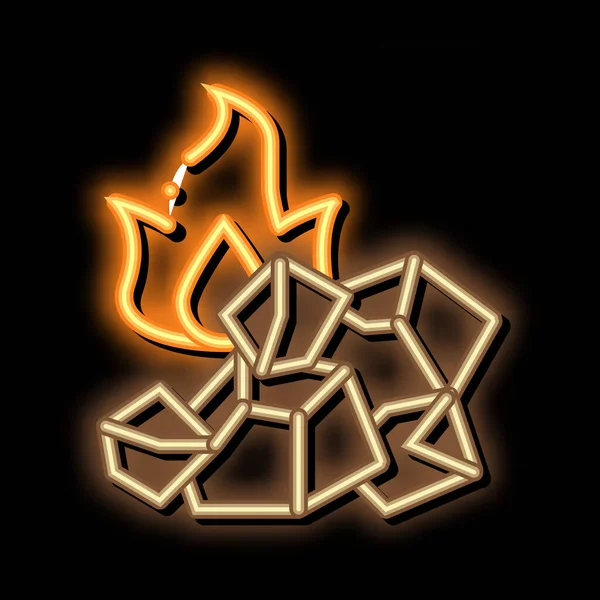 Κάρβουνο για την εικόνα εικονίδιο λάμψη νέον φωτιά — Διανυσματικό Αρχείο