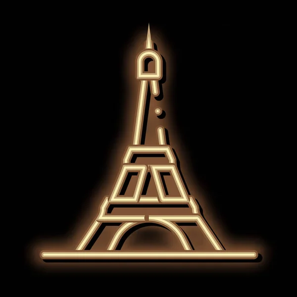 Eiffel torre neon brilho ícone ilustração — Vetor de Stock
