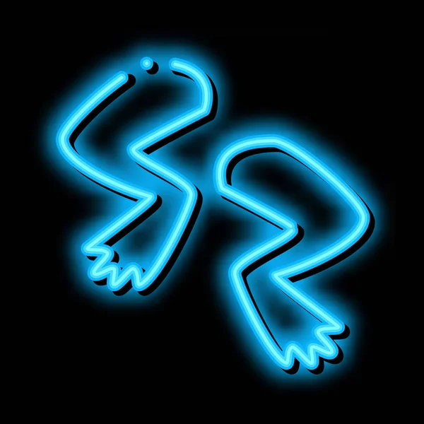 Rana patas neón brillo icono ilustración — Vector de stock