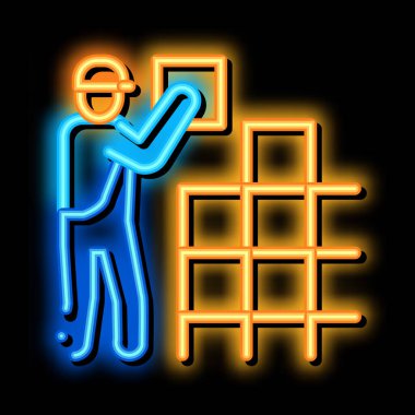 Fayans istifleyici neon parlaklık simgesi illüstrasyonu