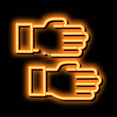çalışma eldivenleri neon ışıklı simge illüstrasyonu
