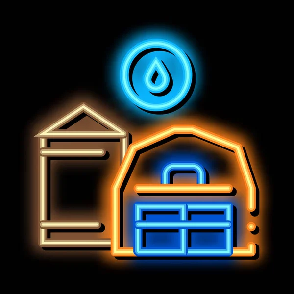 Farm water supply neon glow icon illustration — Stock Vector