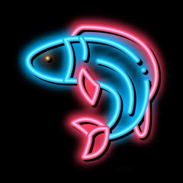 Ryba neon blask ikona ilustracja — Wektor stockowy