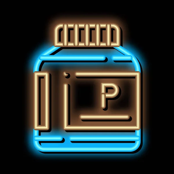 Protein kan neon glöd ikon illustration — Stock vektor
