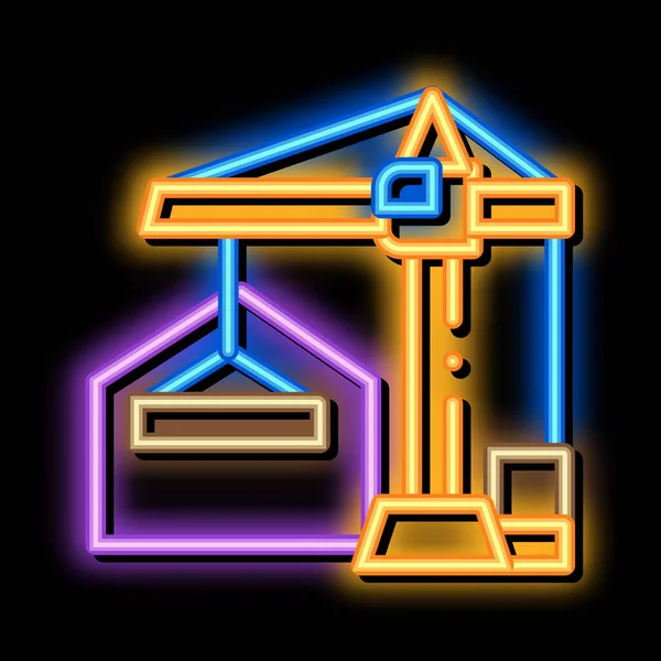 Żuraw towarowy neon świecący ikona ilustracja — Wektor stockowy