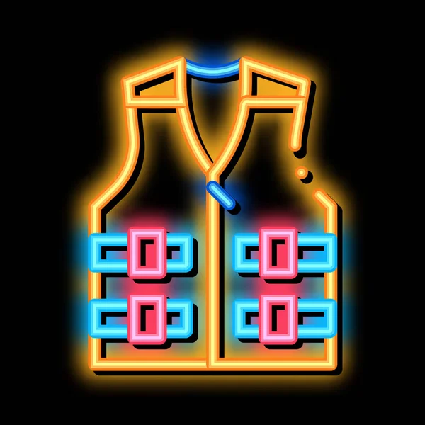 Gilet de sauvetage lumineux néon icône illustration — Image vectorielle