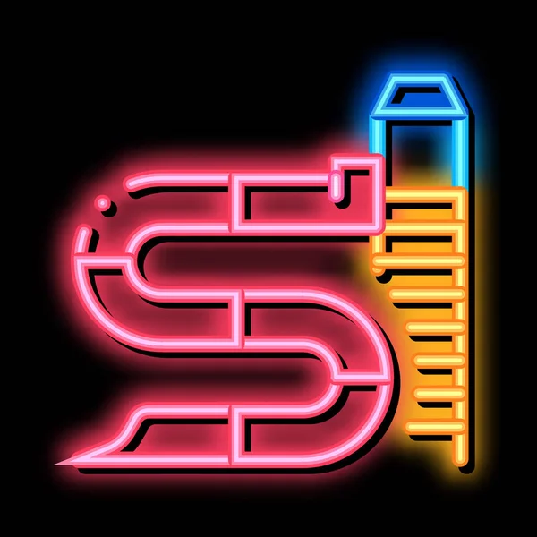 Zigzag wody slajdów neon blask ikona ilustracja — Wektor stockowy