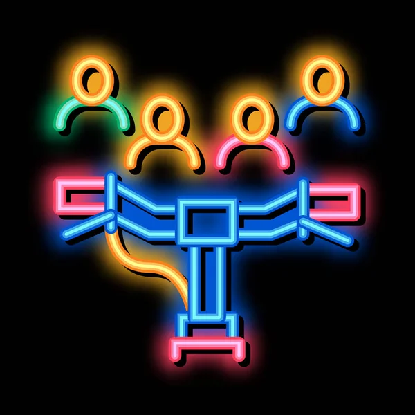 Riding bike in public neon glow icon illustration — Stockový vektor